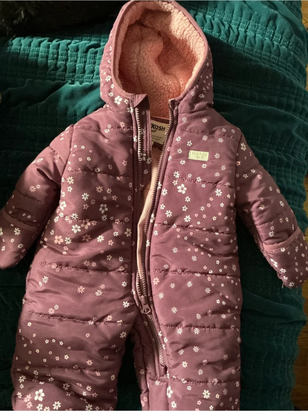 OshKosh B'gosh Mauve Floral Puffer Snowsuit